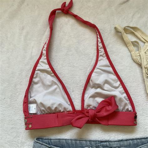 Bedazzled Hot Pink Halter Bikini Top Perfect For Depop