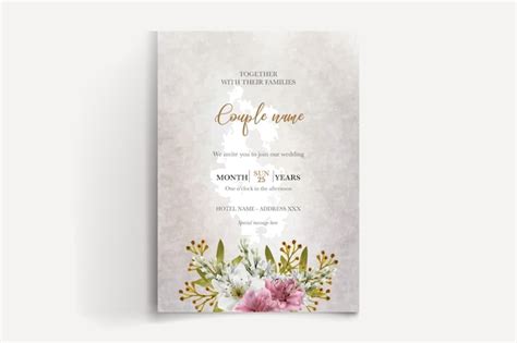 Premium Vector Save The Date Floral Invitation Template