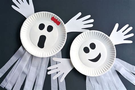 How To Make A Paper Plate Ghost Ghost Handprint Craft