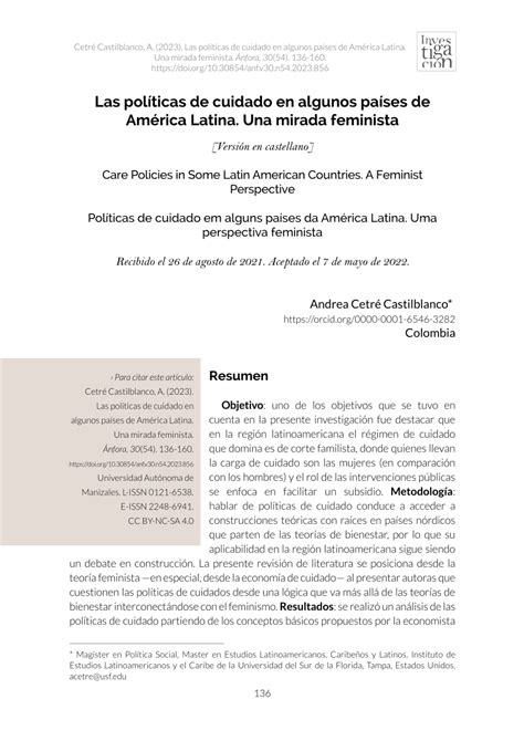 PDF políticas de cuidado en algunos países de América Latina Una mirada feminista