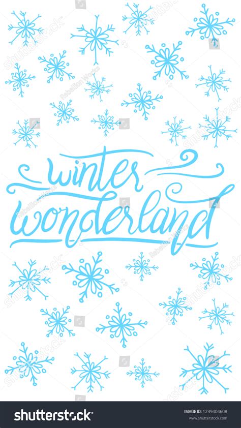 Winter Wonderland Lettering Typography Decorative Greetings Stock