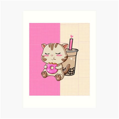 Cat Boba Tea Bubble Tea Anime Kawaii Art Print For Sale By Artlaila