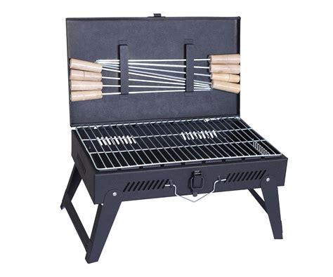 Vinr Briefcase Style Traveler Foldable Charcoal Barbeque Grill Set