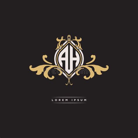 Ah Logo Monogram Ornamental Geometric Vintage Style Stock Vector