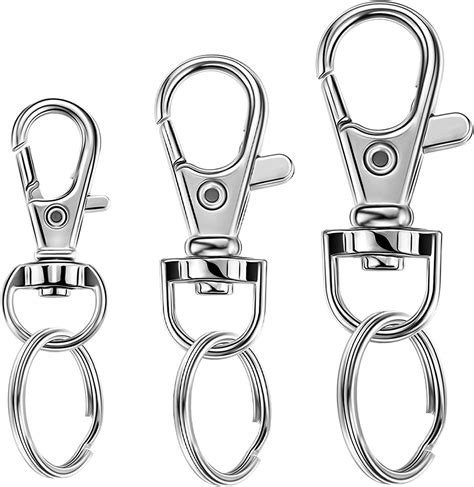 5 Set Silver Keychain With Key Rings Swivel Clasps Lanyard Snap Hook