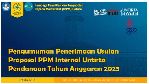 Pengumuman Penerimaan Usulan Proposal Ppm Internal Untirta Pendanaan