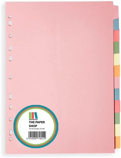 A4 File Dividers 12 Part A4 Subject Dividers 12 Part Card Folder