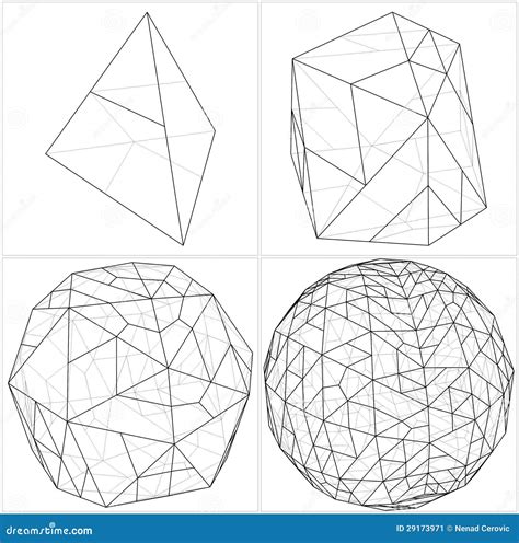 From Tetrahedron To The Ball Sphere Lines Vector Stock Vector