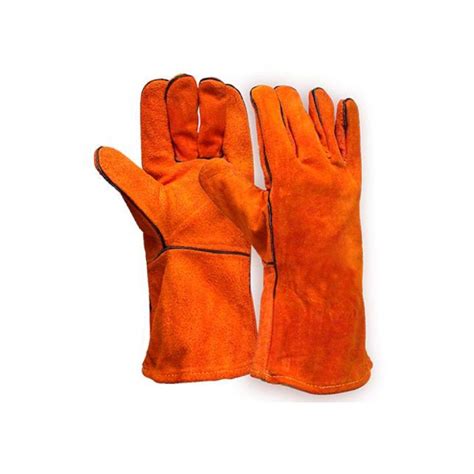 Guante De Cuero Soldador Naranjo Steelpro Savi Safety