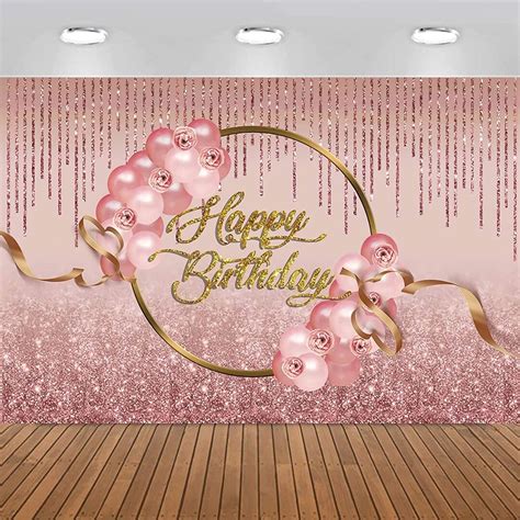 75ft Rose Gold Girls Happy Birthday Backdrop Women Pink Rose Etsy