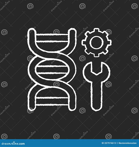 Genetic Engineering Chalk White Icon On Black Background Stock Illustration Illustration Of