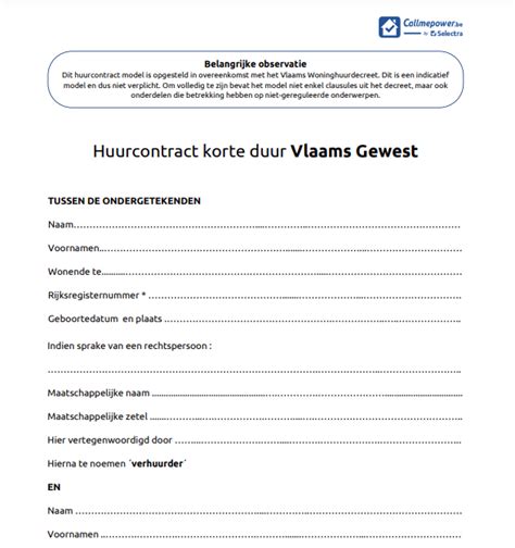 Huurcontract Voorbeeld Gratis Pdf