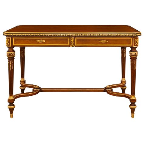 French 19th Century Louis XVI St Mahogany And Ormolu Desk For Sale At