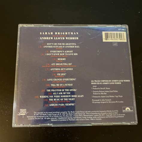 Sarah Brightman Sings The Music Of Andrew Lloyd Webber Cd 1992