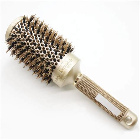 Nano Ionic Boar Bristle Hair Brush Salon Comb Barrel Blow Dry Hair