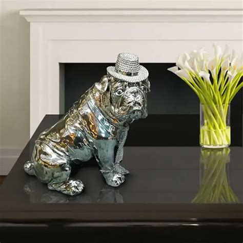 Decorative Chrome Bulldog With Hat Figure Lighting And Interiors