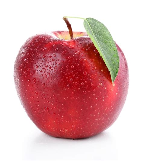 Premium Photo | Red apple with leaf isolated on white