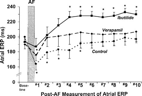 Serial Measurements Of Atrial Effective Refractory Period Erp At A