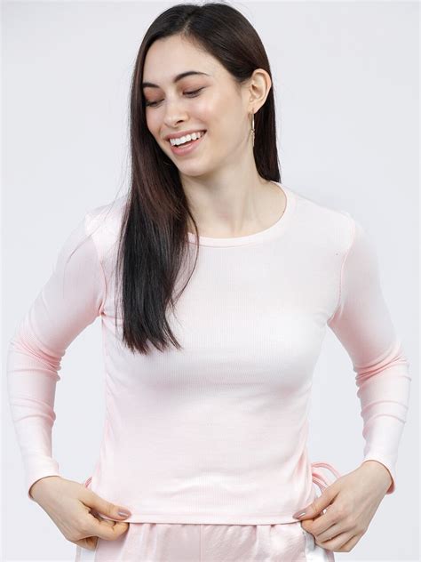 Buy Basics By Tokyo Talkies Pink Solid Fitted Top Tops For Women 15192164 Myntra