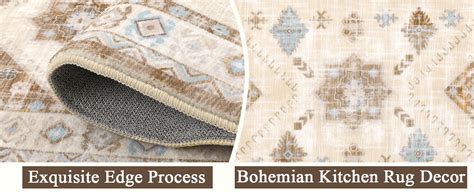 HEBE Boho Kitchen Rug Sets 3 Piece Farmhouse Kitchen Rugs And Mats Set