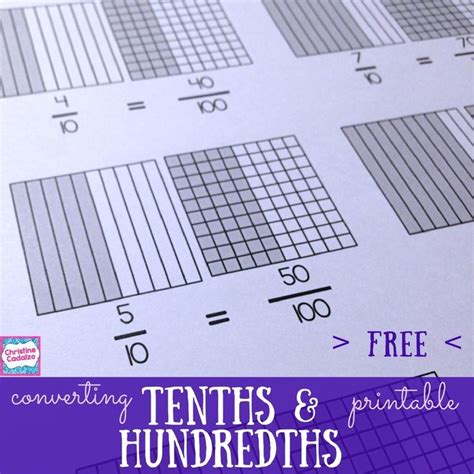 Fractions As Tenths And Hundredths Worksheets