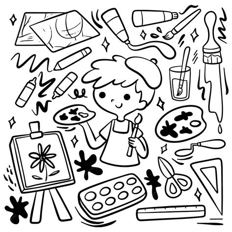 Premium Vector Hand Drawn Painting Artist Doodle Art