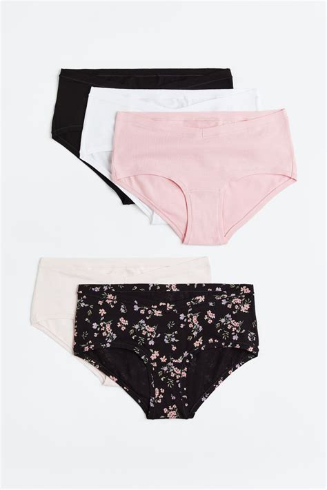 Mama 5 Pack Hipster Briefs Low Waist Black White Light Pink