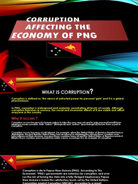 corruption affecting  economy  png group