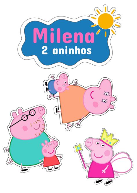 Topo de Bolo Peppa Pig Edite grátis nosso editor online