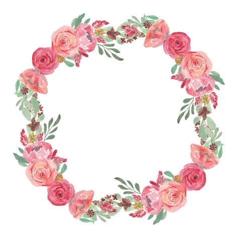 Premium Vector Watercolor Pink Rose Flower Wreath Decoration