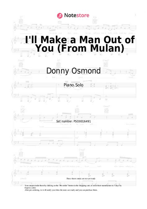 I'll Make a Man Out of You (From Mulan) piano sheet music Donny Osmond in Note-Store.com | Piano ...