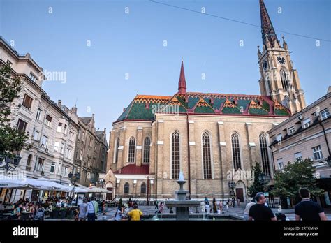 Picture of the Novi Sad cathedral from the Katolicka Porta Square. The ...