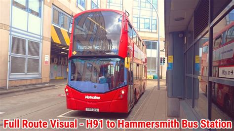 Full Route Visual London Bus Route H91 Hounslow West To Hammersmith