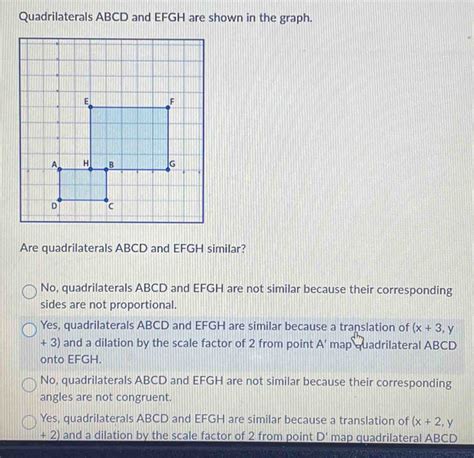 Solved Quadrilaterals Abcd And Efgh Are Shown In The Graph Are