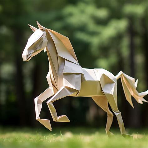 Cavalo de origami feito dobrando uma única folha de papel na forma de