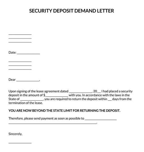 Free Security Deposit Demand Letters