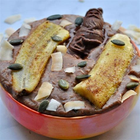 Vegan Cacao Almond Butter Porridge With Caramelised Banana Cacao Recipes Healthy Breakfast