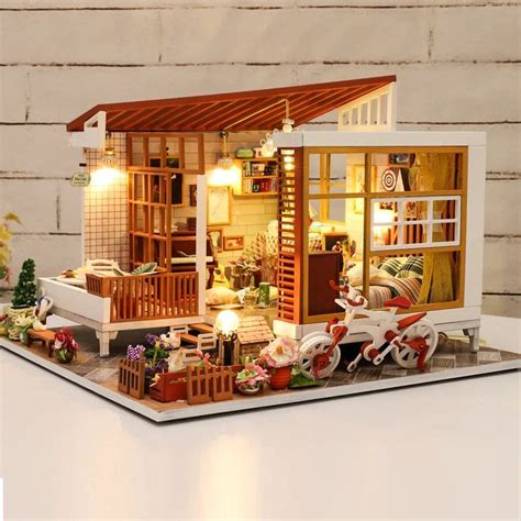 Diy Dollhouse Kit Countryside Apartment Cozy Cottage Miniature Dollhou Trang Trí Đồ Chơi Mô