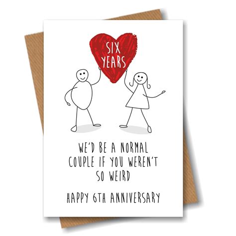 6th Anniversary Card 6 Six Year Wedding Love Heart Happy - Etsy UK