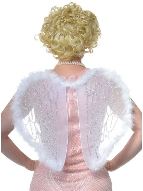 White Angel Costume Wings With Silver Glitter Peci Australia Pty Ltd