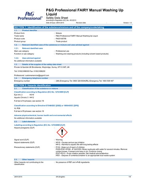 Asda Washing Up Liquid Safety Data Sheet Car Window