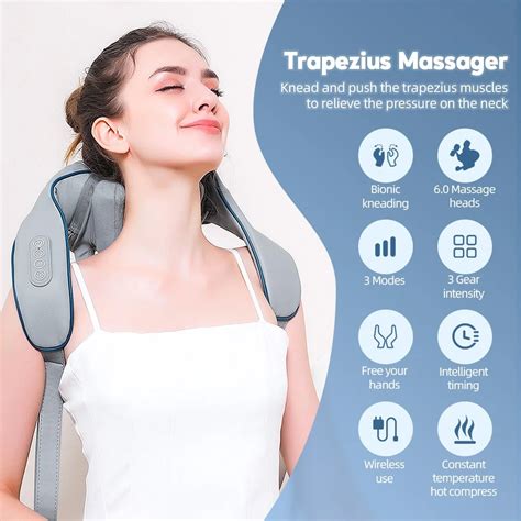 Shiatsu Neck And Back Massager With Soothing Heat Wireless Electric Deep Tissue 5d Kneading