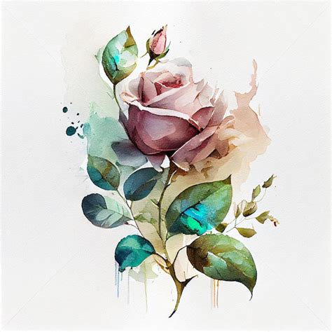 Premium Photo Abstract Double Exposure Watercolor Rose Flower Digital