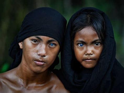 Indonesian Tribe With Electric Blue Eyes