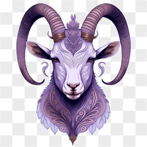 Download Artistic Goat Head With Symbolic Capricorn Design Png Online
