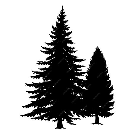 Premium Vector Two Pine Trees Silhouette Vector Illustration