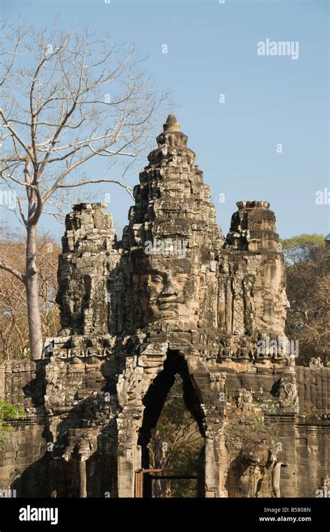 South Gate Entrance To Angkor Thom Angkor Unesco World Heritage Site