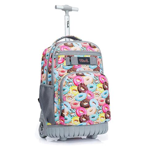 Tilami Doughnut Kids Rolling Backpack 18 Inch Wheeled Backpack