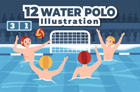 12 Water Polo Sport Player Illustration MasterBundles