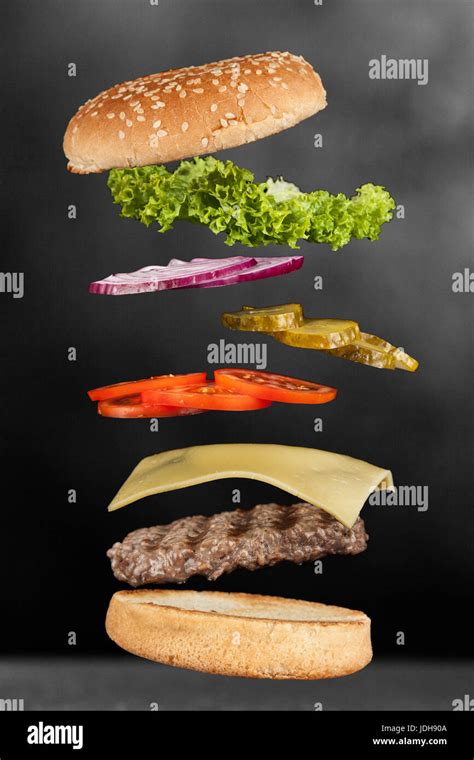 Layers Of A Hamburger Stock Photo Alamy